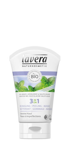 Lavera 3en1 lavage, scrub, masque menthe & silice 125ml